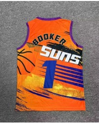 1 Booker Suns Hip hop basketball jersey orange