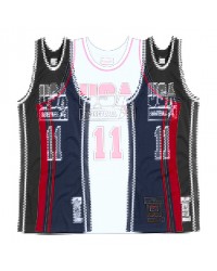 11 Malone 1992 USA jersey navy heat pressed