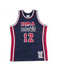 12 Stockton 1992 USA jersey navy heat pressed