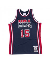 15 Johnson 1992 USA jersey navy heat pressed