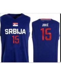 15 Jokic Serbia Fiba jersey blue heat pressed