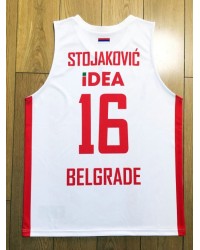 16 Stojakovic Red Star Belgrade Basketball Jersey red and white stripes