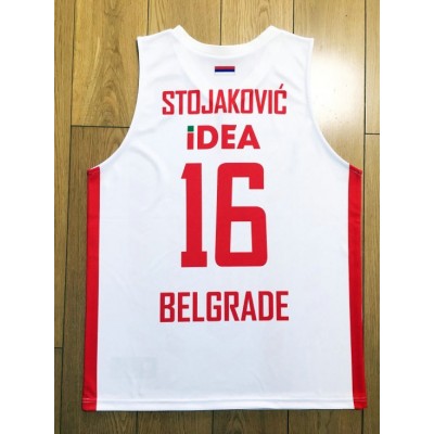 16 Stojakovic Red Star Belgrade Basketball Jersey red and white stripes