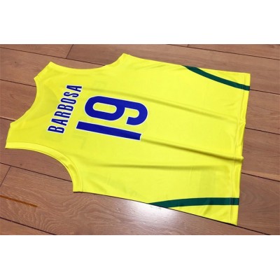 19 Barbosa Brazil Team 2016 FIBA Basketball World Cup Jersey Yellow