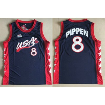 1996 Pippen 8 Atlanta Olympic jersey blue