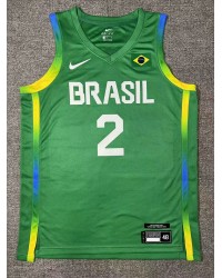 2 Yago 2024 Olympics Brazil Team Basketball Jersey Green