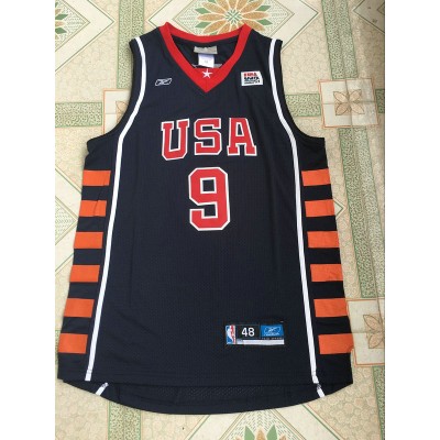 2004 Lebron James 9 Athens Olympic jersey Blue