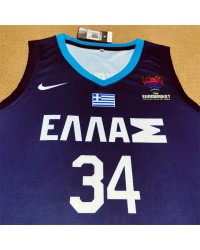 2022 Antetokounmpo G. 34 Team Greece Basketball Jersey Blue