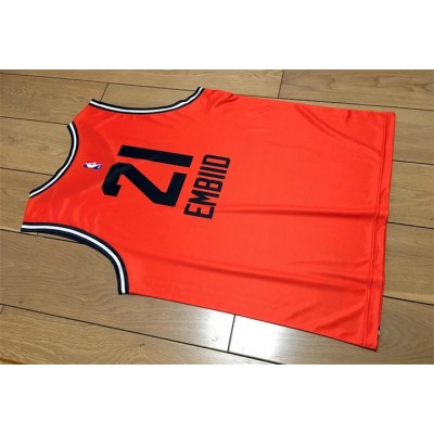 21 Joel Embiid 2018 Rookie of the Year World Orange Jersey