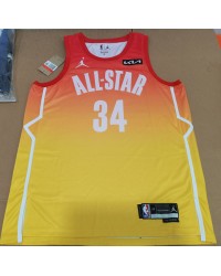 34 Antetokounmpo 2023 NBA All star games jersey yellow