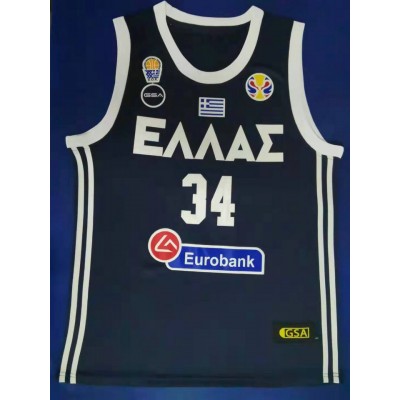 34 Antetokounmpog 2019 Greece Fiba jersey Navy