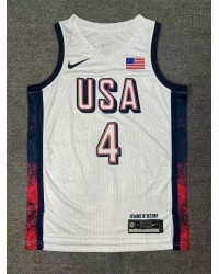 4 Curry 2024 USA Team jersey white with stripe