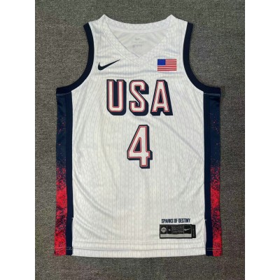 4 Curry 2024 USA Team jersey white with stripe