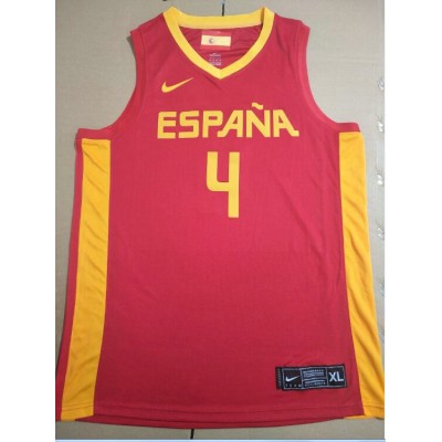 4 Gasol Spain FIBA Basketball world cup jersey red