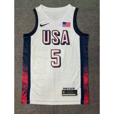 5 Edwards 2024 USA Team jersey white with stripe