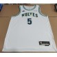 5 Edwards Wolves 2023-24 Classic Jersey white player version