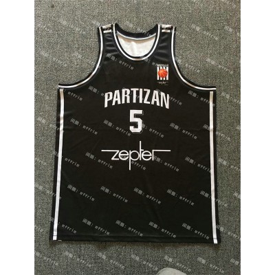 5 Haris Brkic Partizan Belgrade Black Retro Basketball Jersey