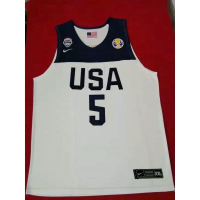 5 Mitchell 2019 fiba jersey white stitched