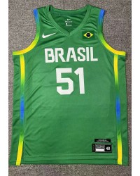 51 Caboclo 2024 Olympics Brazil Team Basketball Jersey Green