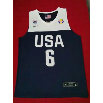 6 James 2019 fiba jersey blue stitched