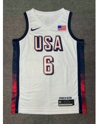 6 James 2024 USA Team jersey white with stripe