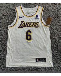 6 James Lakers jersey white 2023 player version