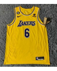 6 James Lakers jersey yellow with patches player version