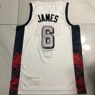 6 James USA 2024 Olympics Embroidery Jersey White