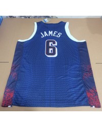 6 Lebron James 2024 USA Team jersey navy with stripe