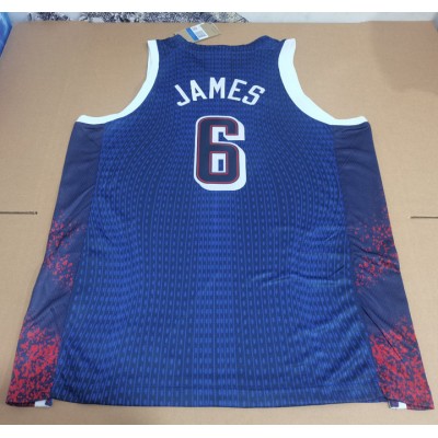 6 Lebron James 2024 USA Team jersey navy with stripe