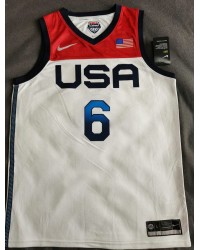 6 Lillard 2020 Olympic USA Team jersey white