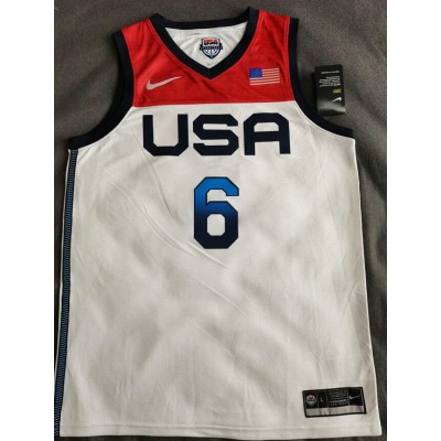 6 Lillard 2020 Olympic USA Team jersey white