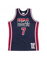 7 Bird 1992 USA jersey navy heat pressed