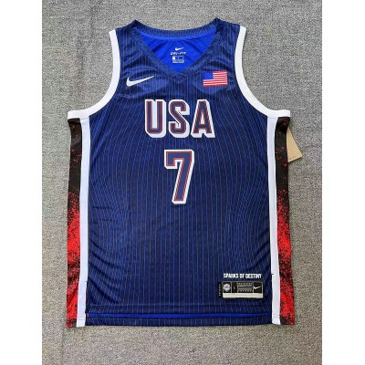 7 Durant 2024 USA Team jersey navy with stripe