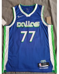 77 Doncic Mavericks 22-23 City jersey blue player version