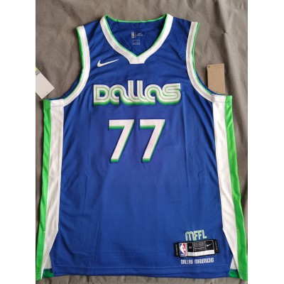 77 Doncic Mavericks 22-23 City jersey blue player version