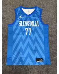 77 Doncic slovenija 2023-24 jersey blue heat pressed