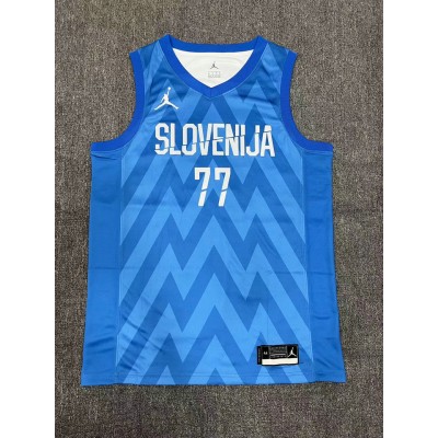 77 Doncic slovenija 2023-24 jersey blue heat pressed