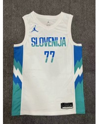 77 Doncic slovenija 2023-24 jersey white heat pressed