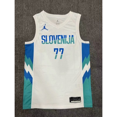 77 Doncic slovenija 2023-24 jersey white heat pressed