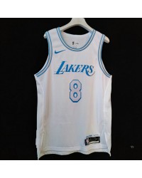 8 Kobe Bryant Lakers 2020-21 city jersey white player version