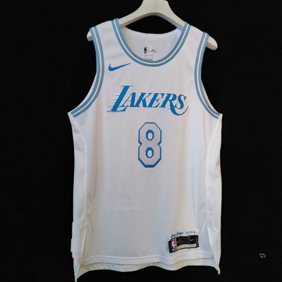 8 Kobe Bryant Lakers 2020-21 city jersey white player version