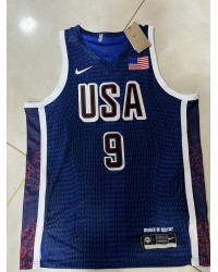 9 Haliburton 2024 USA Team jersey navy with stripe