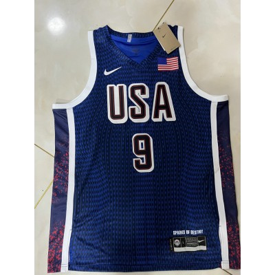 9 Haliburton 2024 USA Team jersey navy with stripe