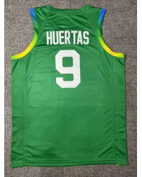 9 Huertas 2024 Olympics Brazil Team Basketball Jersey Green