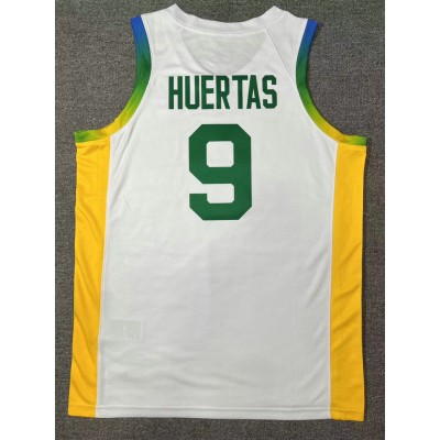 9 Huertas 2024 Olympics Brazil Team Basketball Jersey White