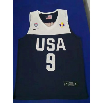 9 Jordan 2019 fiba jersey blue stitched