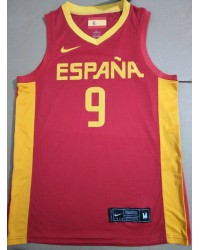 9 Rubio Spain FIBA Basketball world cup jersey red