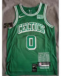 Boston Celtics Tatum 0 75th Anniversary jersey green player version