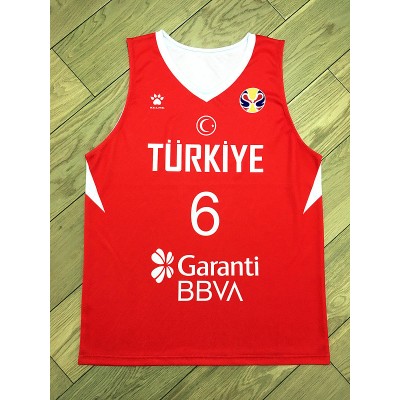 Cedi Osman 6 Team Turkey Basketball Jersey Printed Red